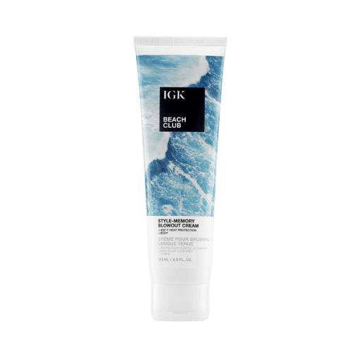 A tube of IGK Beach Club Style-Memory Blowout Cream.